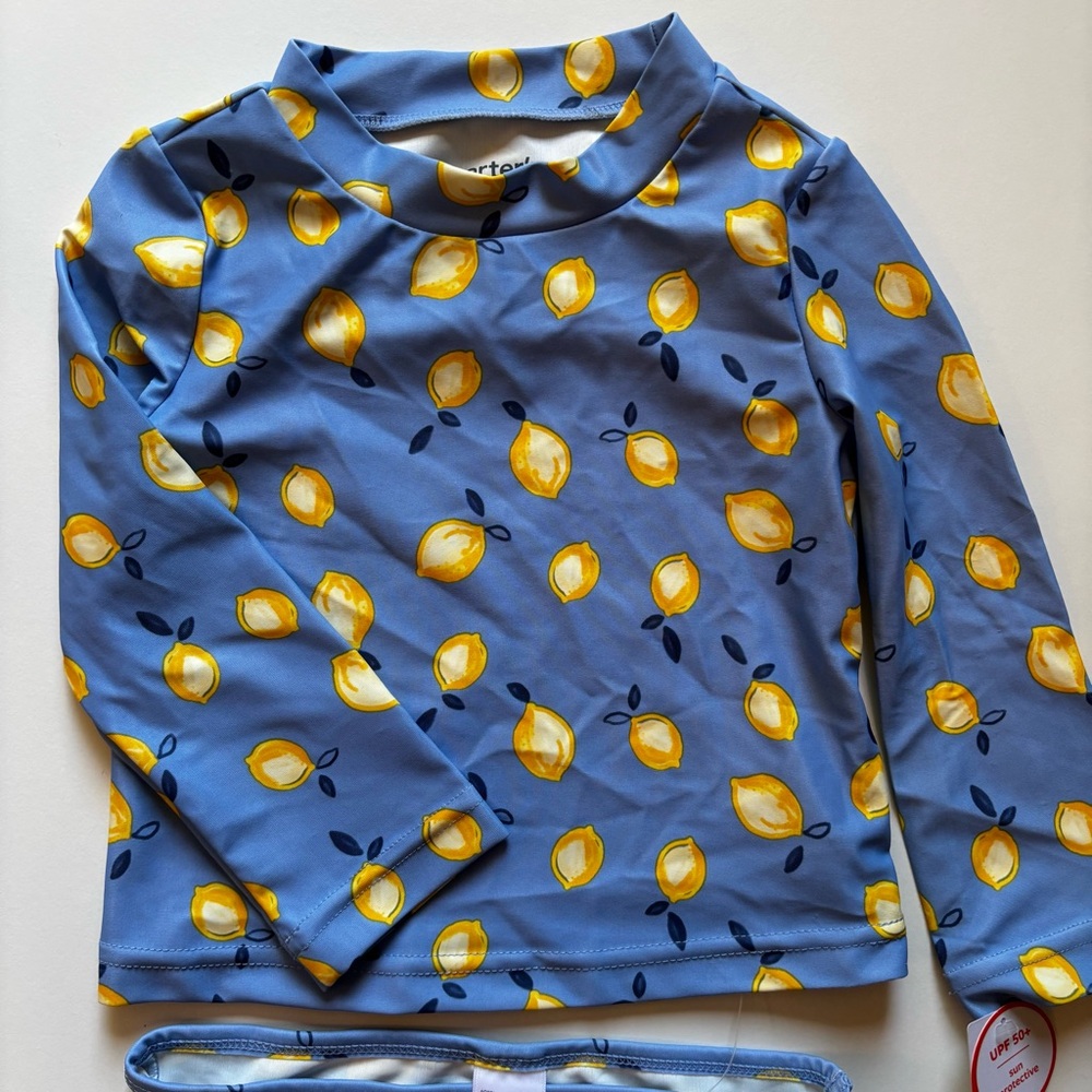 Carter's Blue Lemon Print Rashguard Set - Picture 3 of 7